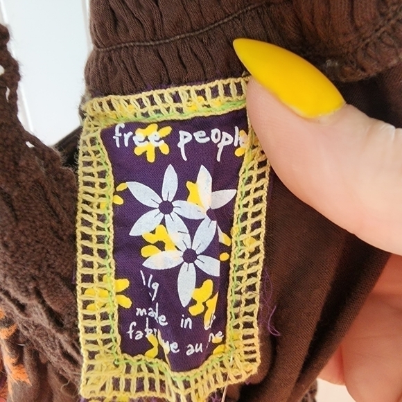 Free People espresso cotton criss cross straps w/ paisley print. - Picture 5 of 10